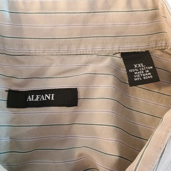 NWOT Alfani Men XXL Business Shirt Button Down Gray/Blue Striped 100% Cotton L/S - Picture 5 of 7